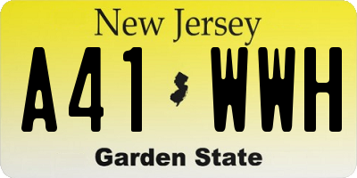 NJ license plate A41WWH