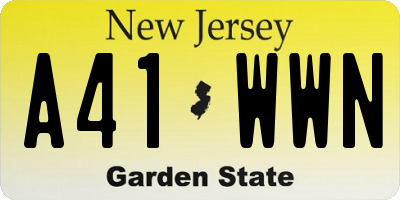 NJ license plate A41WWN