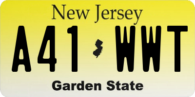 NJ license plate A41WWT