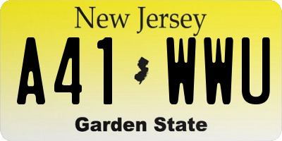 NJ license plate A41WWU