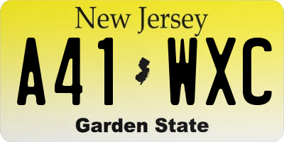 NJ license plate A41WXC