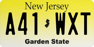 NJ license plate A41WXT