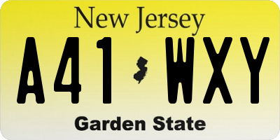 NJ license plate A41WXY