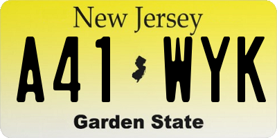 NJ license plate A41WYK
