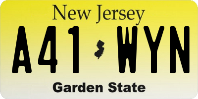 NJ license plate A41WYN