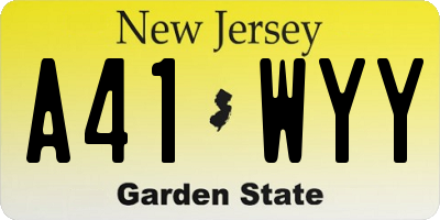 NJ license plate A41WYY