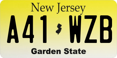 NJ license plate A41WZB