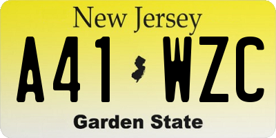 NJ license plate A41WZC