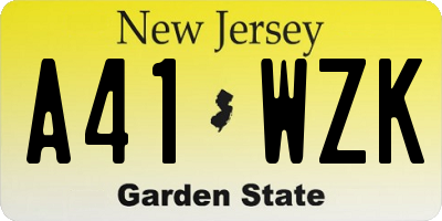 NJ license plate A41WZK
