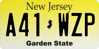 NJ license plate A41WZP