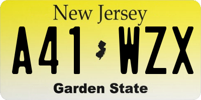 NJ license plate A41WZX