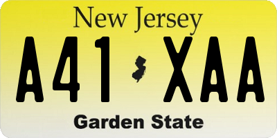 NJ license plate A41XAA