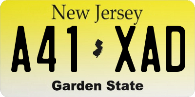 NJ license plate A41XAD