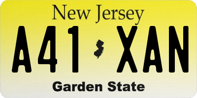NJ license plate A41XAN