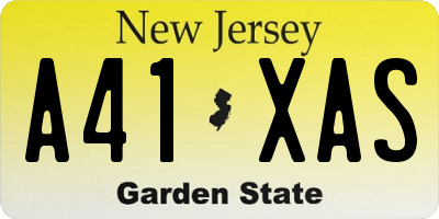 NJ license plate A41XAS