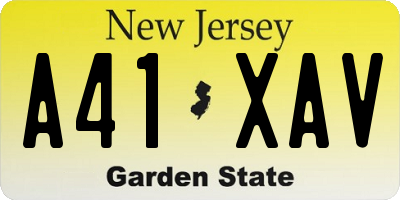NJ license plate A41XAV