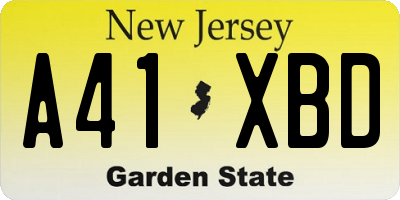 NJ license plate A41XBD