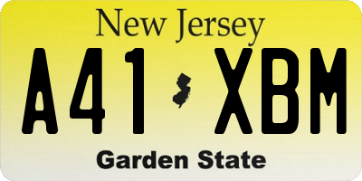 NJ license plate A41XBM