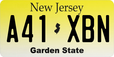 NJ license plate A41XBN