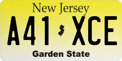 NJ license plate A41XCE