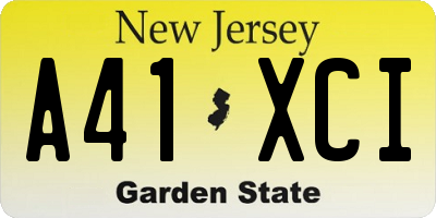 NJ license plate A41XCI