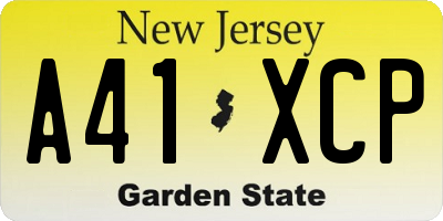 NJ license plate A41XCP