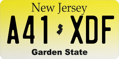 NJ license plate A41XDF