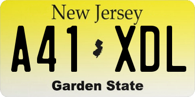 NJ license plate A41XDL