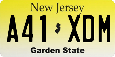 NJ license plate A41XDM