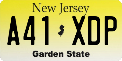 NJ license plate A41XDP