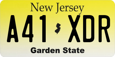 NJ license plate A41XDR