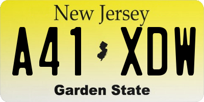 NJ license plate A41XDW
