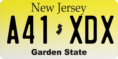 NJ license plate A41XDX