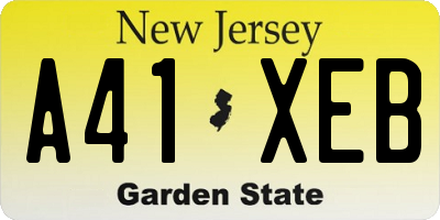 NJ license plate A41XEB