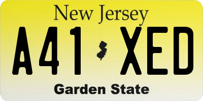 NJ license plate A41XED