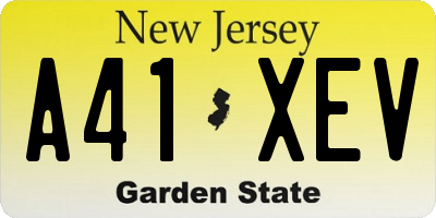 NJ license plate A41XEV