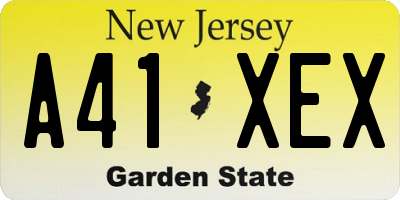 NJ license plate A41XEX