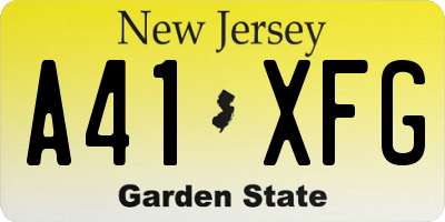 NJ license plate A41XFG