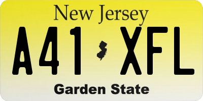 NJ license plate A41XFL