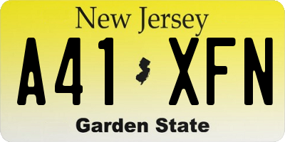 NJ license plate A41XFN