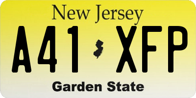 NJ license plate A41XFP