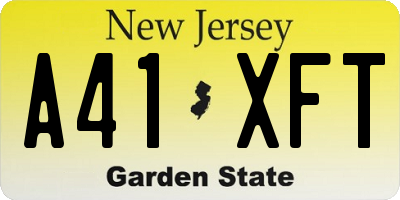 NJ license plate A41XFT