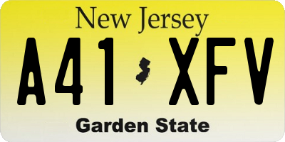 NJ license plate A41XFV