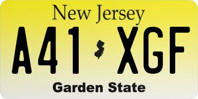 NJ license plate A41XGF