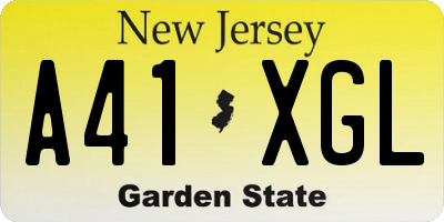 NJ license plate A41XGL