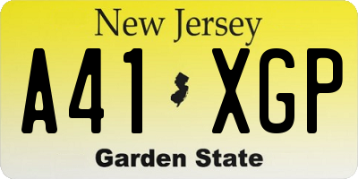 NJ license plate A41XGP