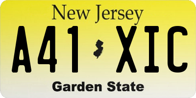 NJ license plate A41XIC