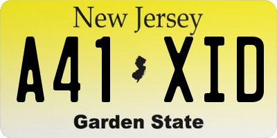 NJ license plate A41XID