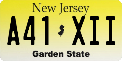 NJ license plate A41XII