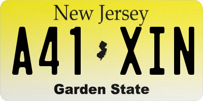NJ license plate A41XIN